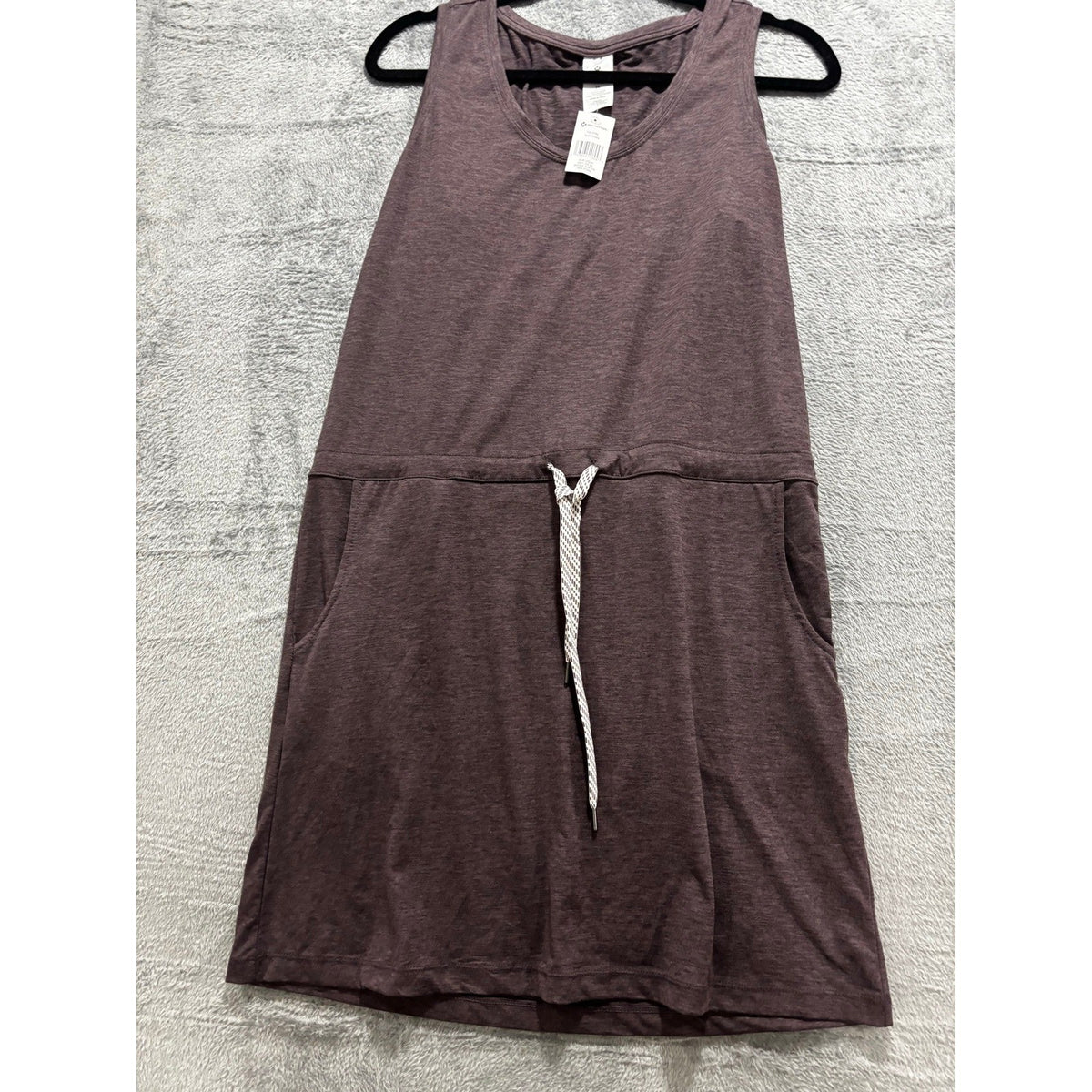 Members Mark Favorite Soft Dress Womens M Plum Heather Sleeveless Drawstring NWT