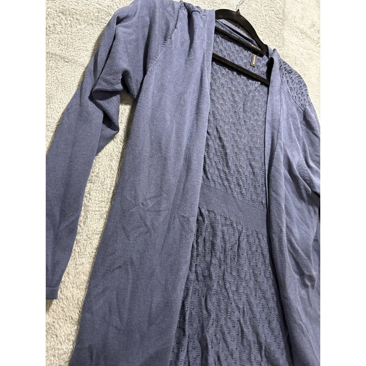 maurices Womens XL Navy Blue Open Front Cardigan Pointelle Back Casual Preppy