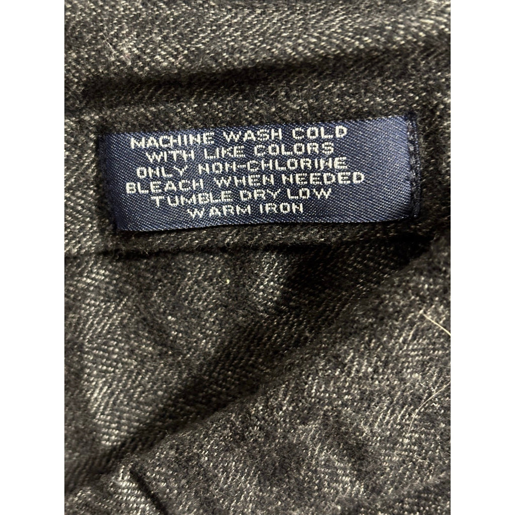 Bill Blass XL Charcoal Grey Herringbone Flannel Button Up Shirt Mens