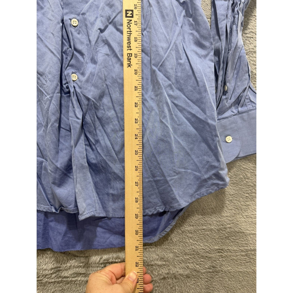 Ermenegildo Zegna Mens 39 15½ Blue Long Sleeve Button Up Dress Shirt