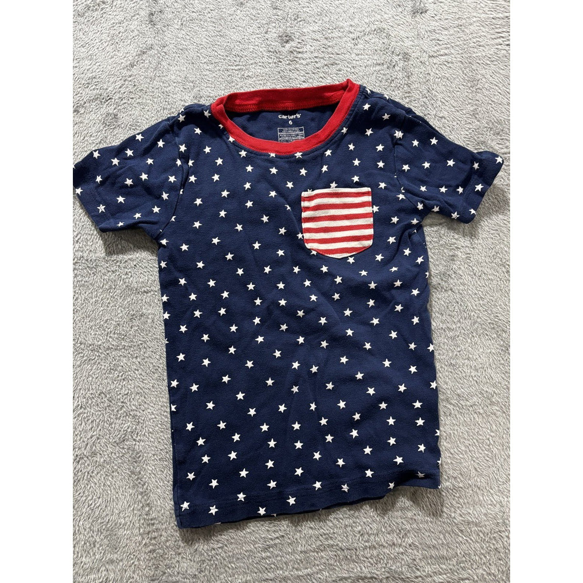 Carter's Boys Size 6 5 Piece Bundle Tees Tank Shorts Americana Red White Blue