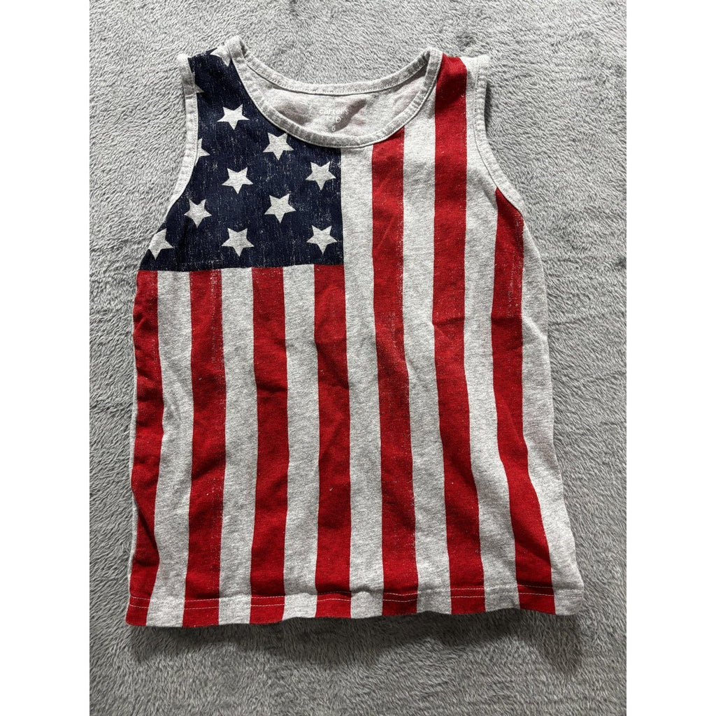 Carter's Boys Size 6 5 Piece Bundle Tees Tank Shorts Americana Red White Blue