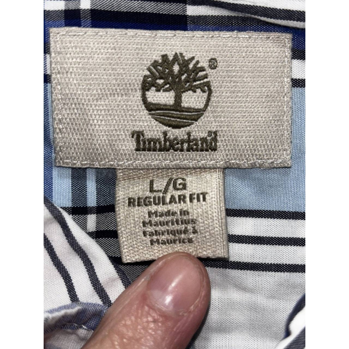 Timberland Men's Blue White Plaid Shirt Size L, photo 8 of 9