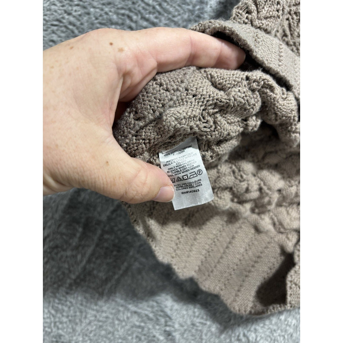 LOFT Outlet Womens L Taupe Openwork Knit Sleeveless Top Casual Boho