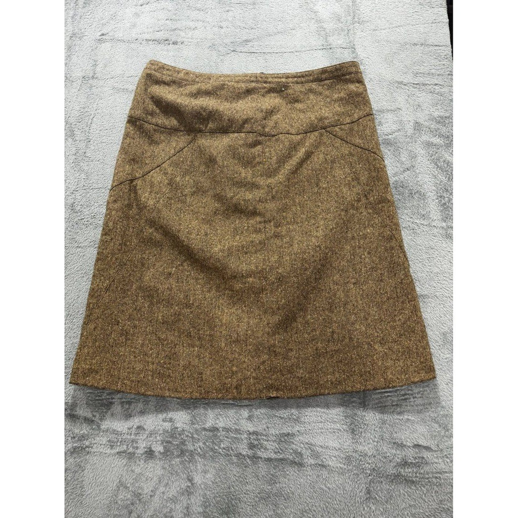 Women's Brown Tweed Wool Blend A-Line Skirt Size 12