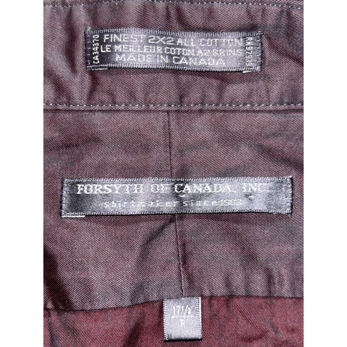 Forsyth of Canada Men's Plum Dress Shirt 17 1/2 R, photo 6 of 8
