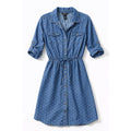 Millenium blue chambray print shirt dress
