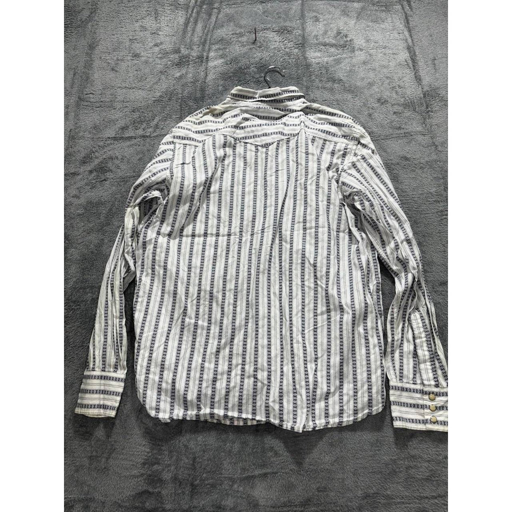 Lucky Brand Men's White Navy Stripe Western Shirt L, photo 6 of 9