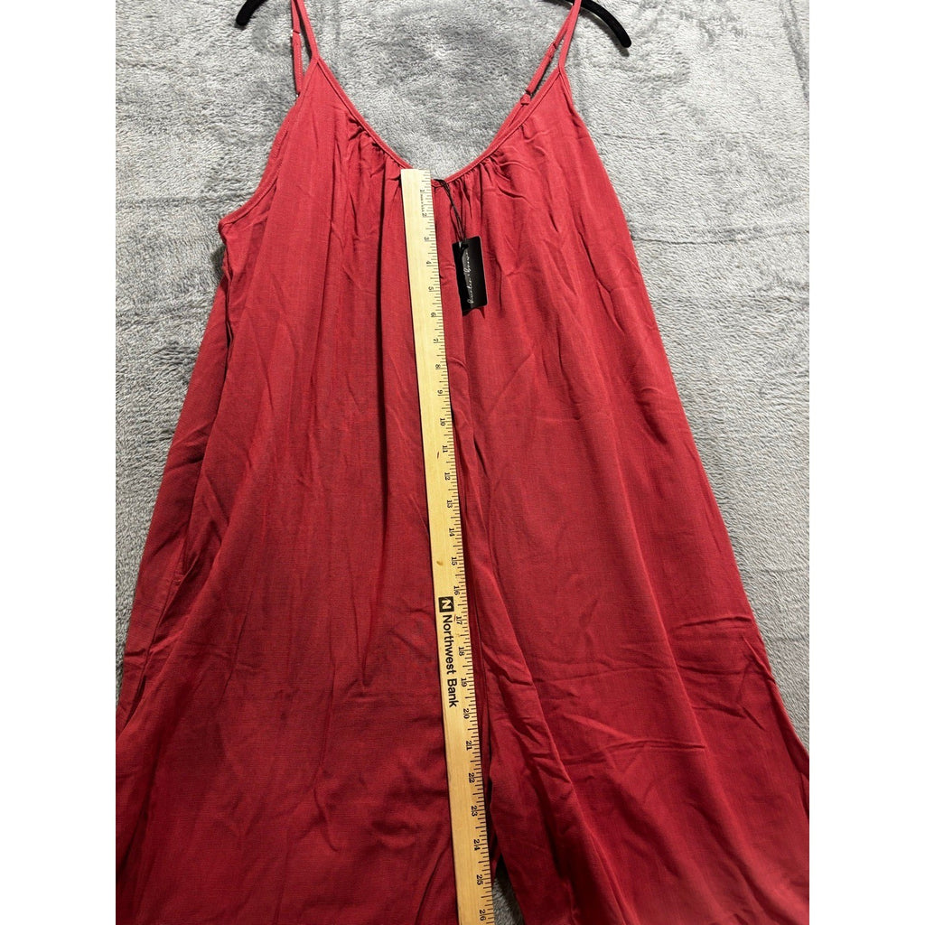 Hunter & Brown Womens S Rust Red Wide Leg Cami Jumpsuit Boho Casual Flowy NWT