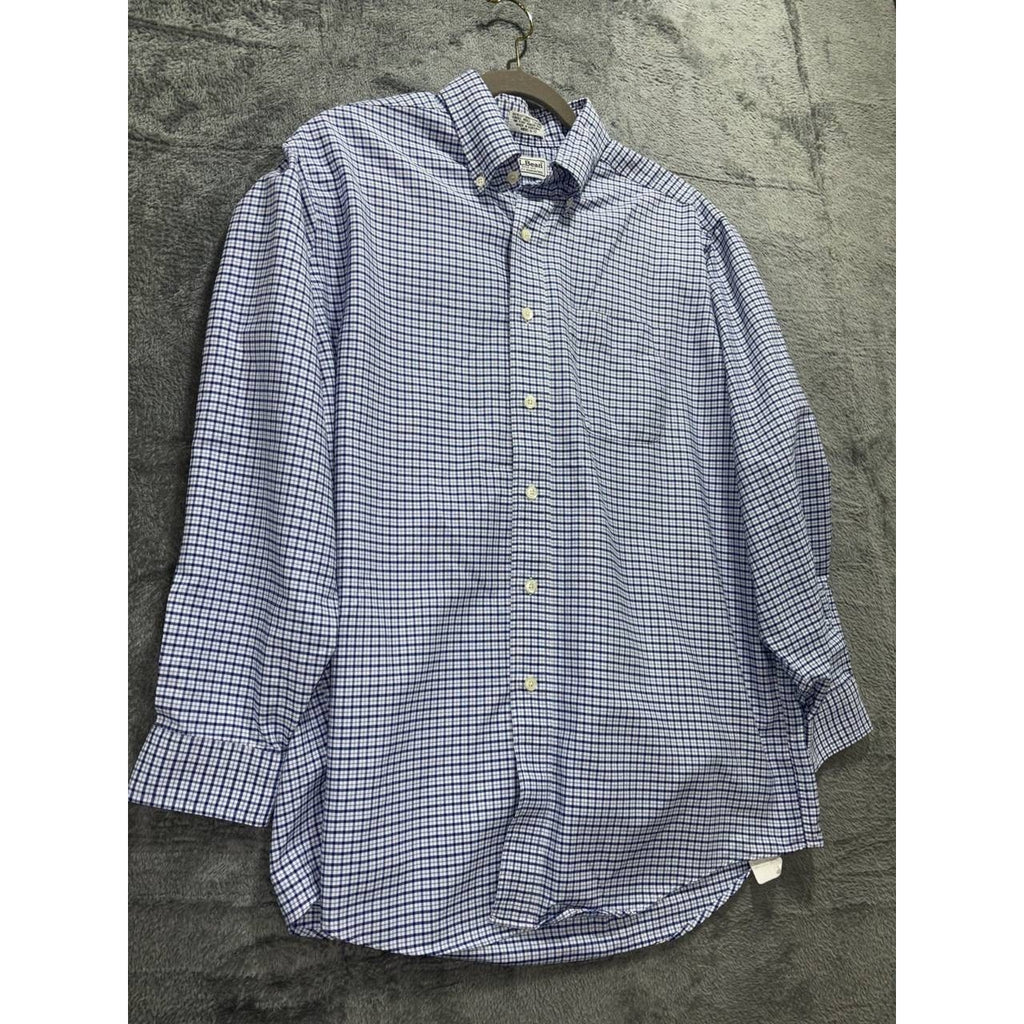 L.L. Bean Men's Blue Check Dress Shirt Size 16-33, photo 3 of 8