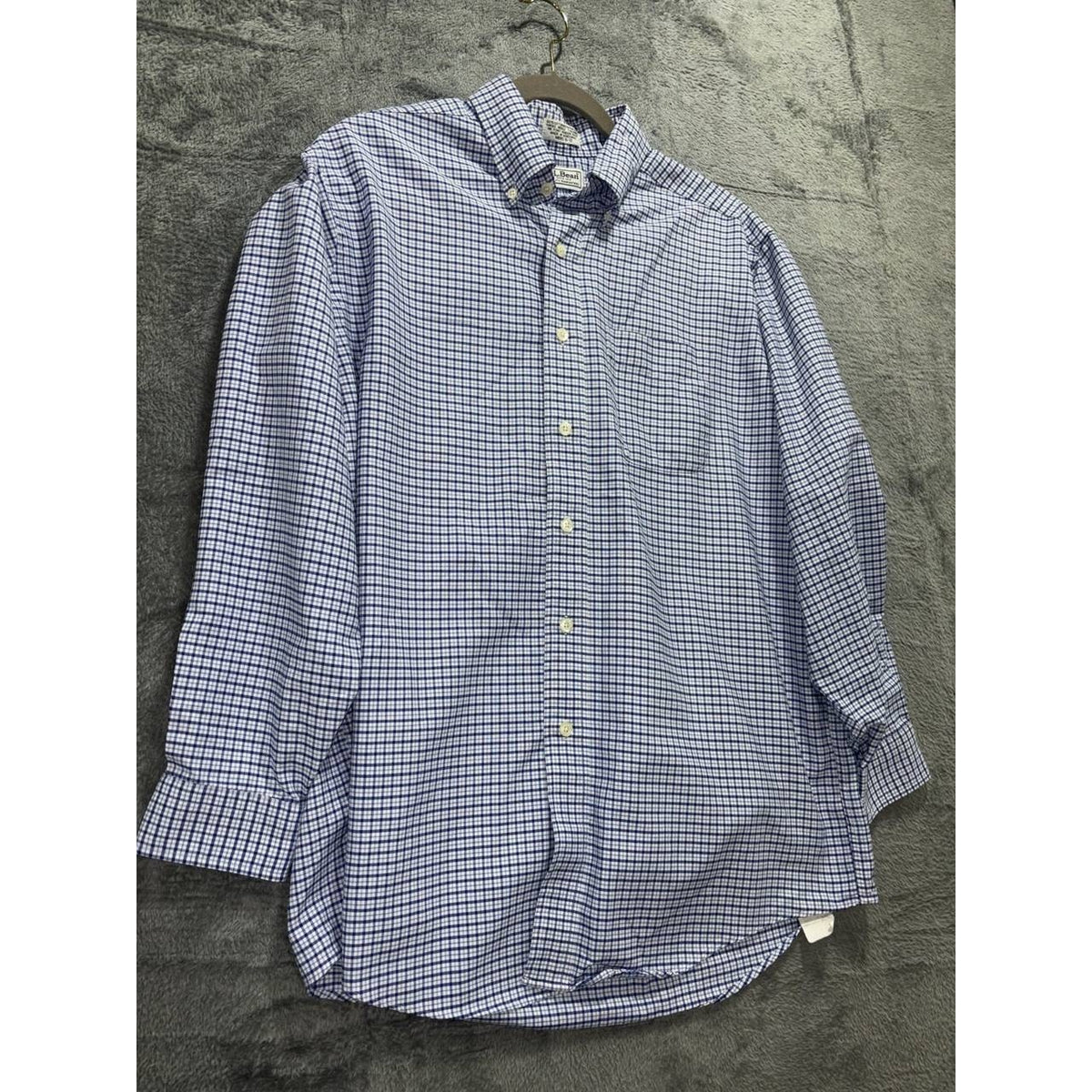 L.L. Bean Men's Blue Check Dress Shirt Size 16-33, photo 3 of 8