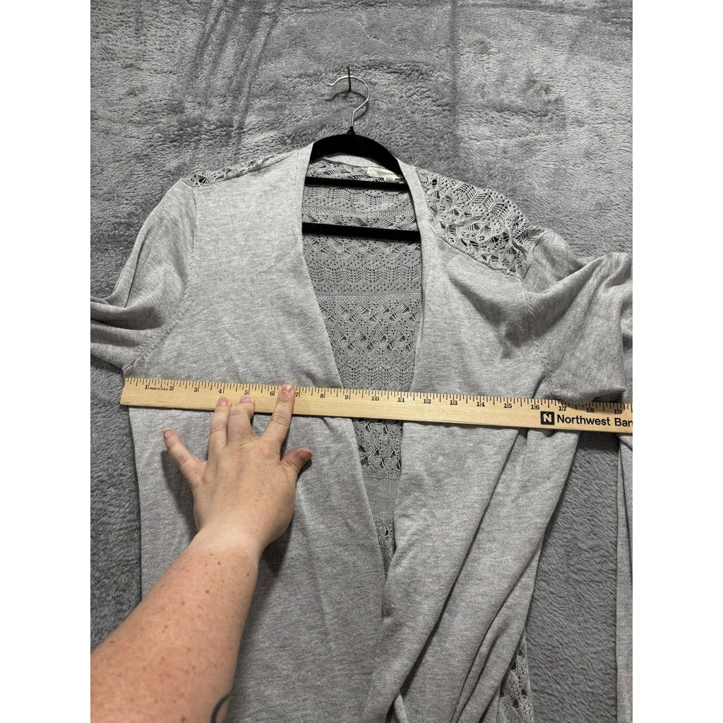 maurices Womens XL Heather Gray Open Front Cardigan Pointelle Knit Casual Cozy