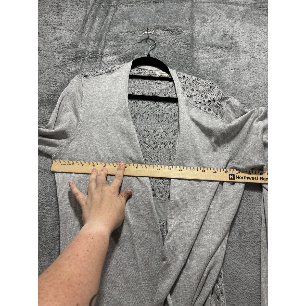 maurices Womens XL Heather Gray Open Front Cardigan Pointelle Knit Casual Cozy
