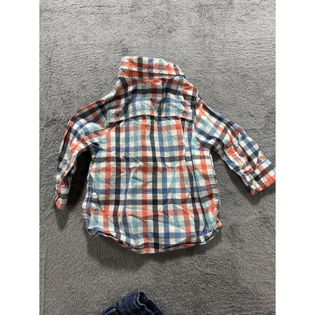 OshKosh B'gosh Carter's Children's Place Baby 12M 4 Pc Plaid Shirts Jeans Romper