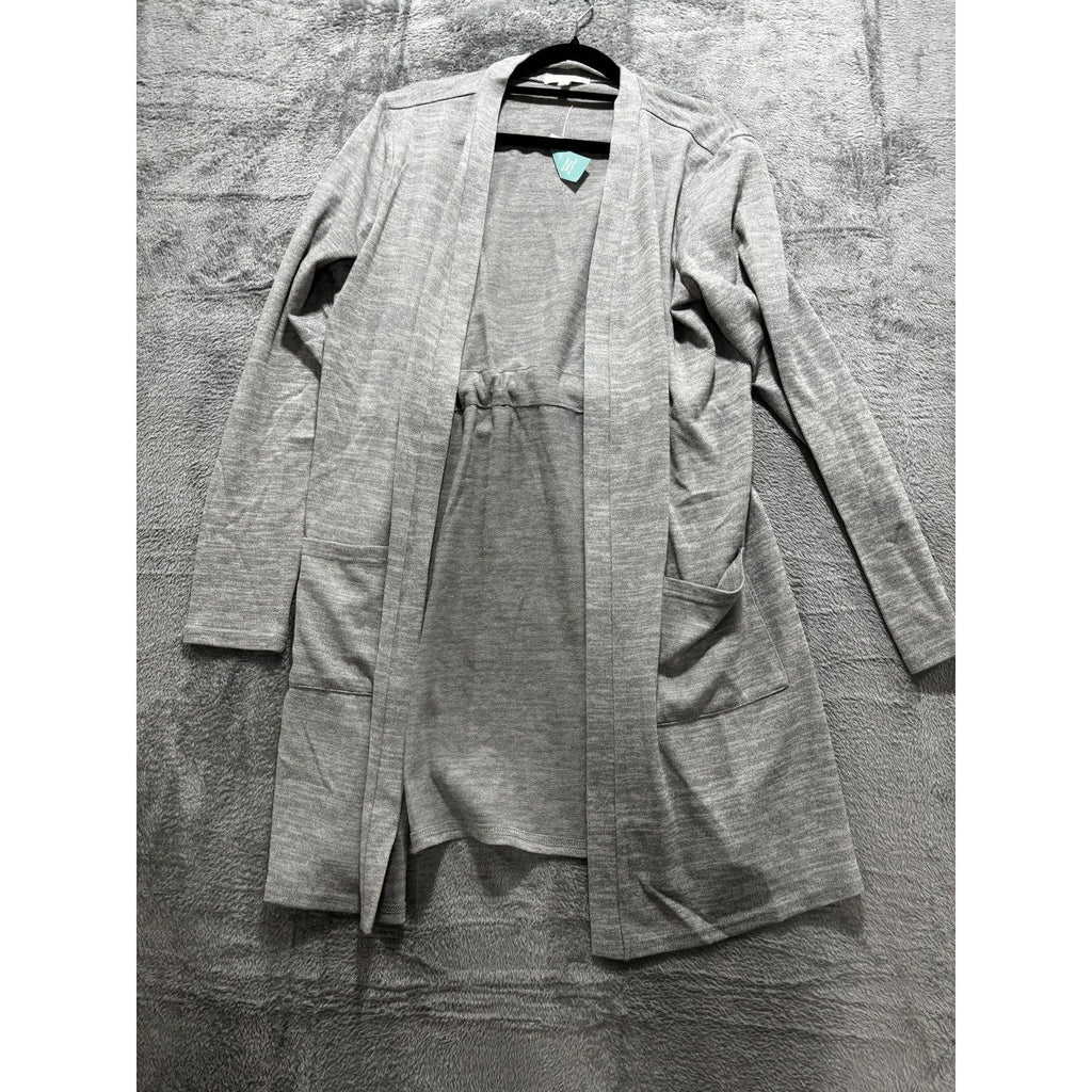 NWT Maurices Womens L Heather Gray Open Front Cardigan Drawstring Waist Casual