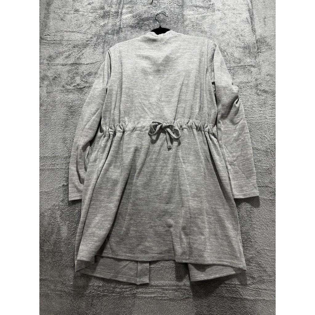 NWT Maurices Womens L Heather Gray Open Front Cardigan Drawstring Waist Casual