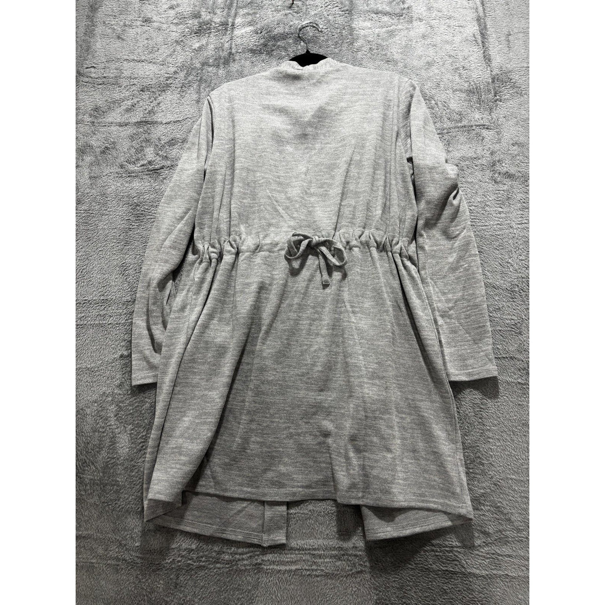 NWT Maurices Womens L Heather Gray Open Front Cardigan Drawstring Waist Casual