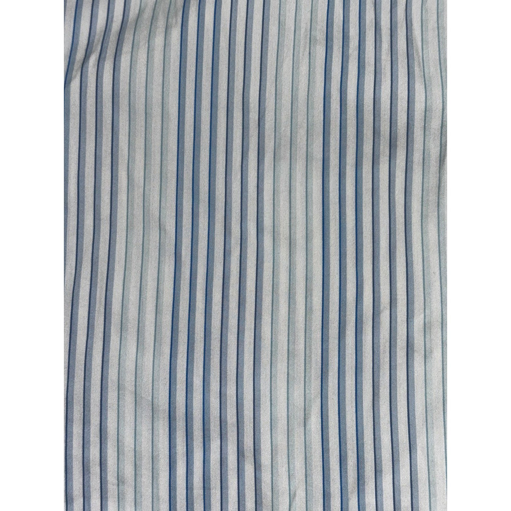 Hugo Boss Mens 45/46 XXL White Blue Stripe Long Sleeve Button Up Dress Shirt