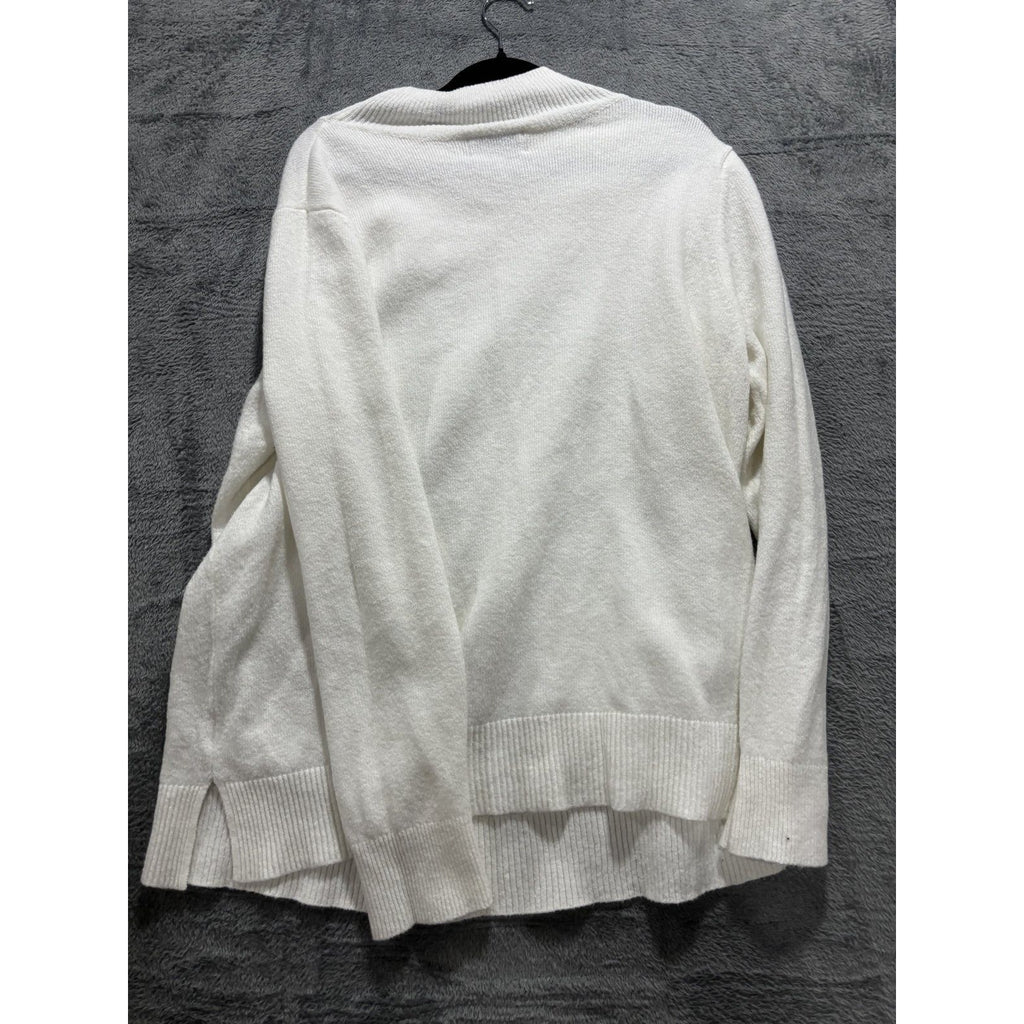 Old Navy Womens XL Ivory Cream Mock Neck Sweater Pointelle Casual Cozy