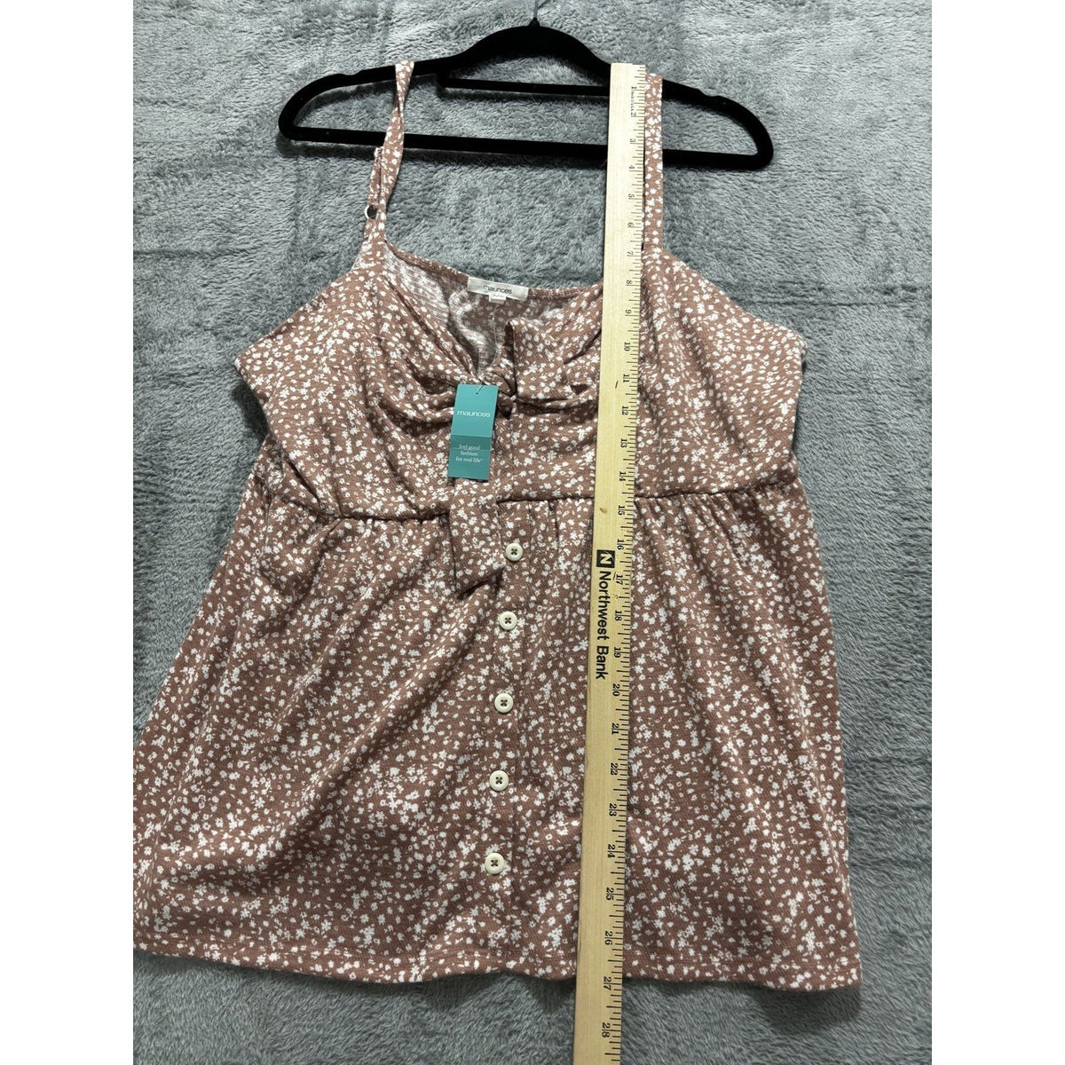 maurices Womens XXL NWT Brown Floral Tie Front Cami Top Casual