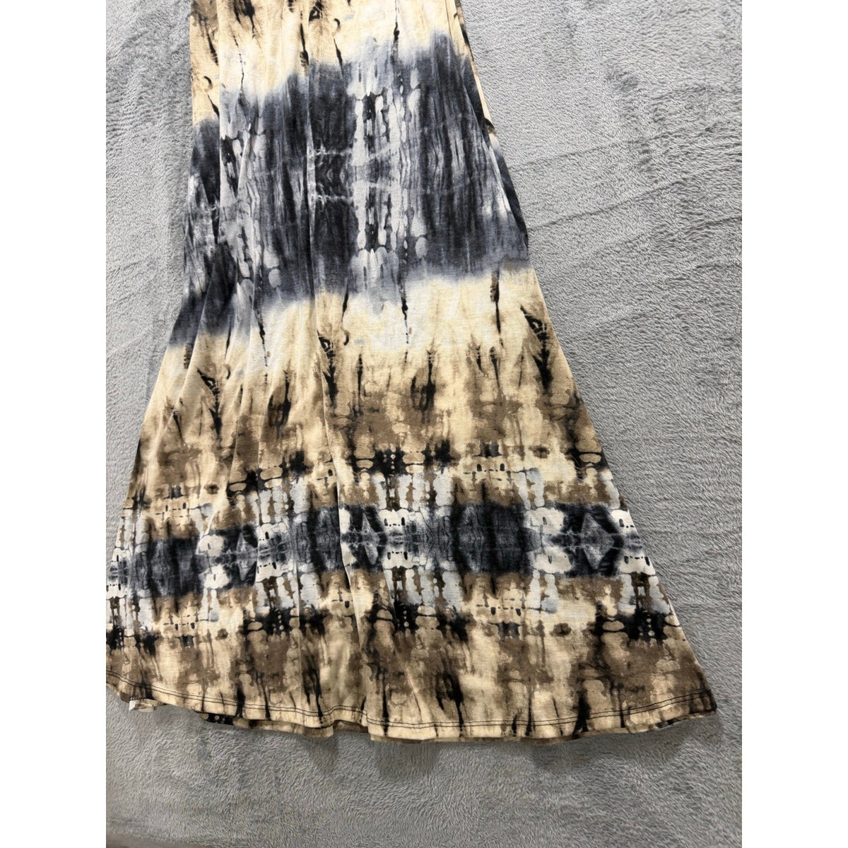 Joe B Womens S Tan Black Tie Dye Maxi Skirt Fold Over Waist Boho Vintage