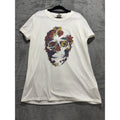LuLaRoe Women's White Floral Skull Graphic Tee L