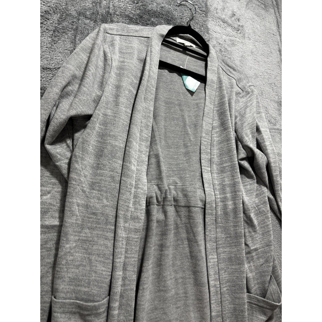 NWT Maurices Womens L Heather Gray Open Front Cardigan Drawstring Waist Casual