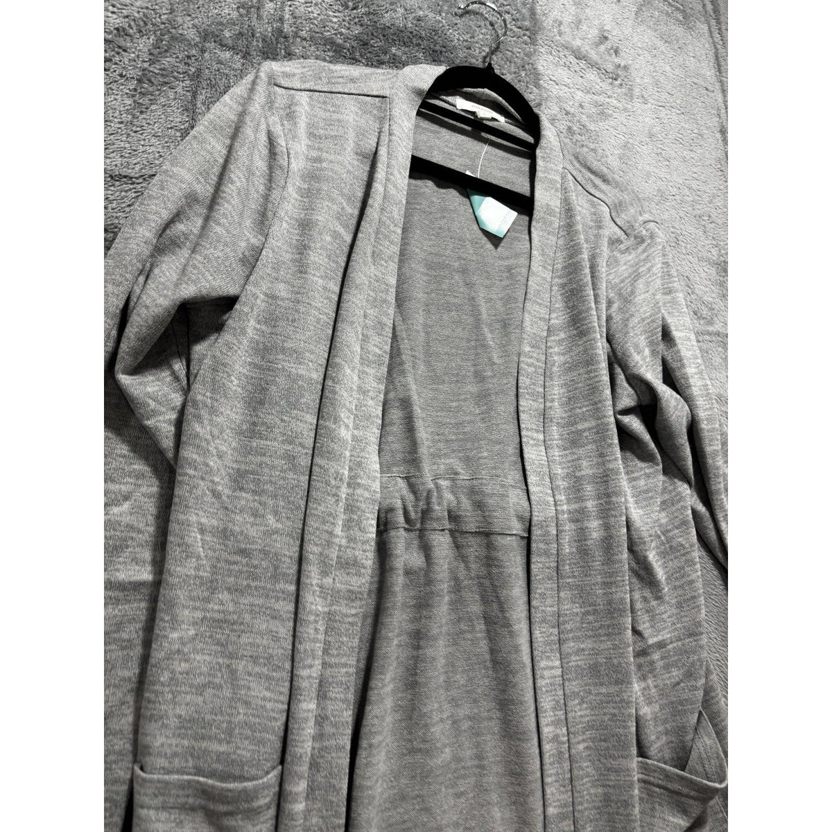 NWT Maurices Womens L Heather Gray Open Front Cardigan Drawstring Waist Casual