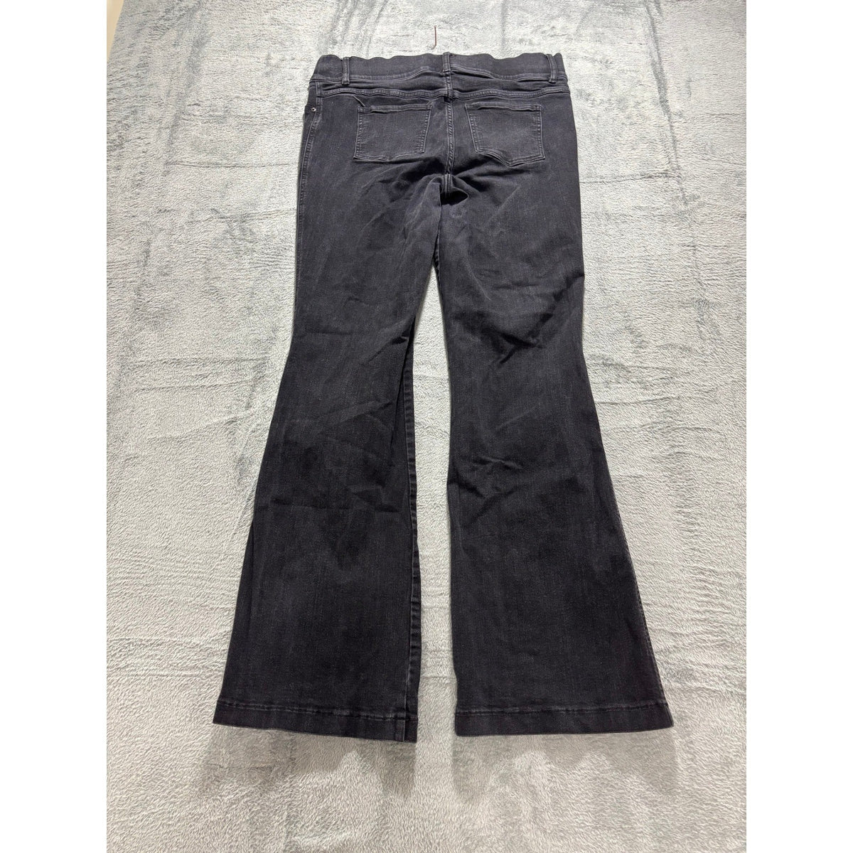 Spanx Womens 1X Black Flare Jeans High Rise Pull On Denim Slimming Casual Boho