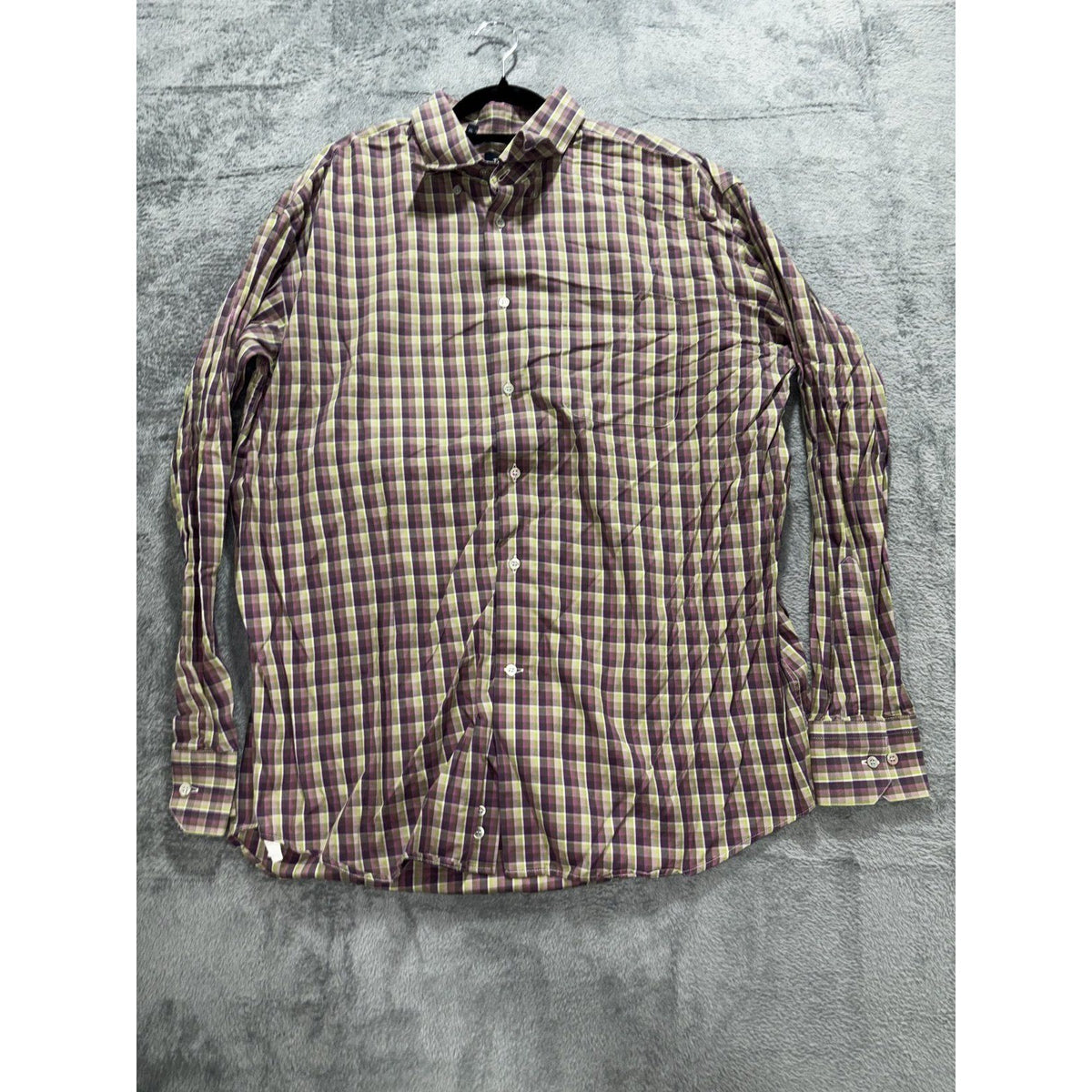 Turrau Men's Purple Green Plaid Shirt Size XL