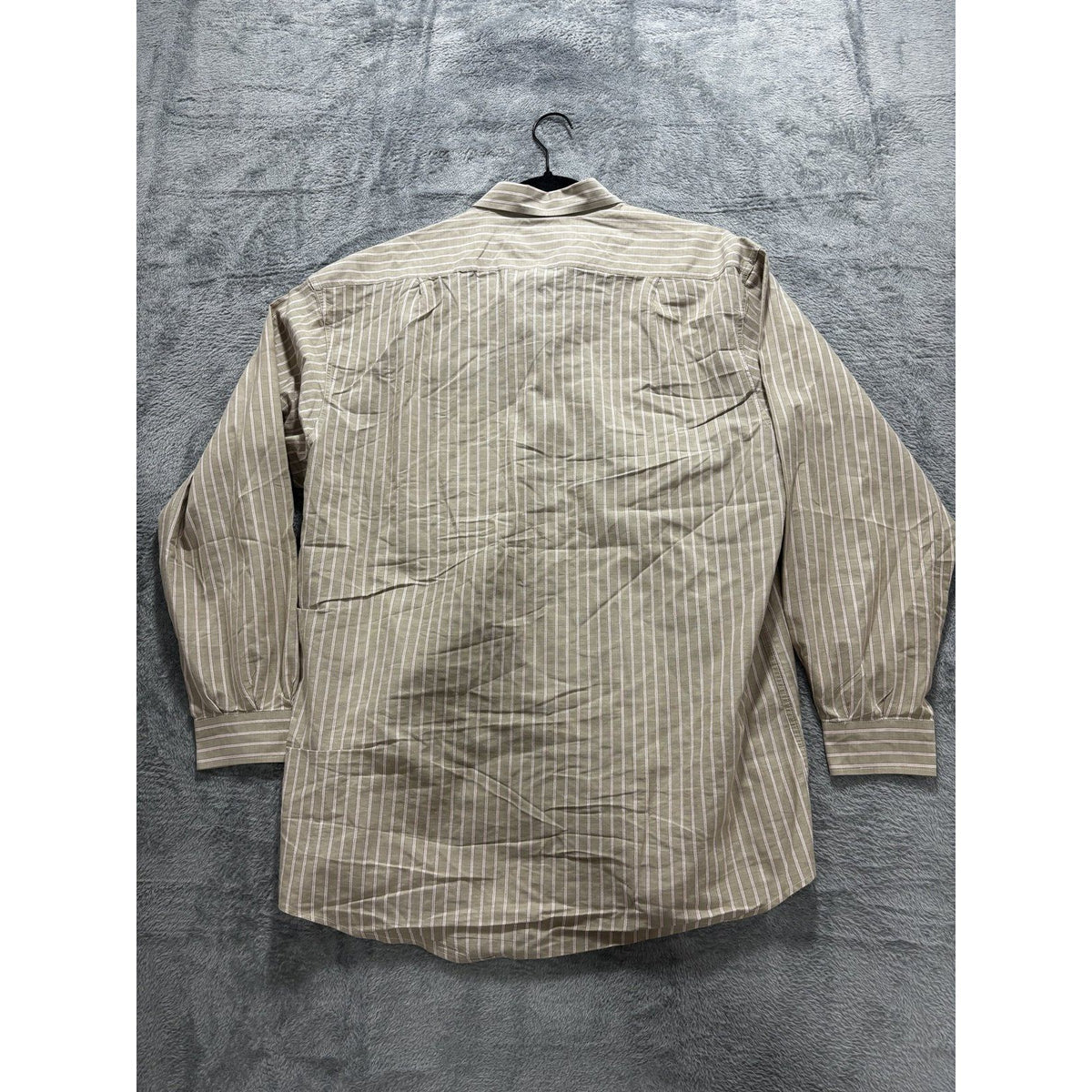 Ermenegildo Zegna Mens 41/16 Olive Striped Long Sleeve Button Up Dress Shirt