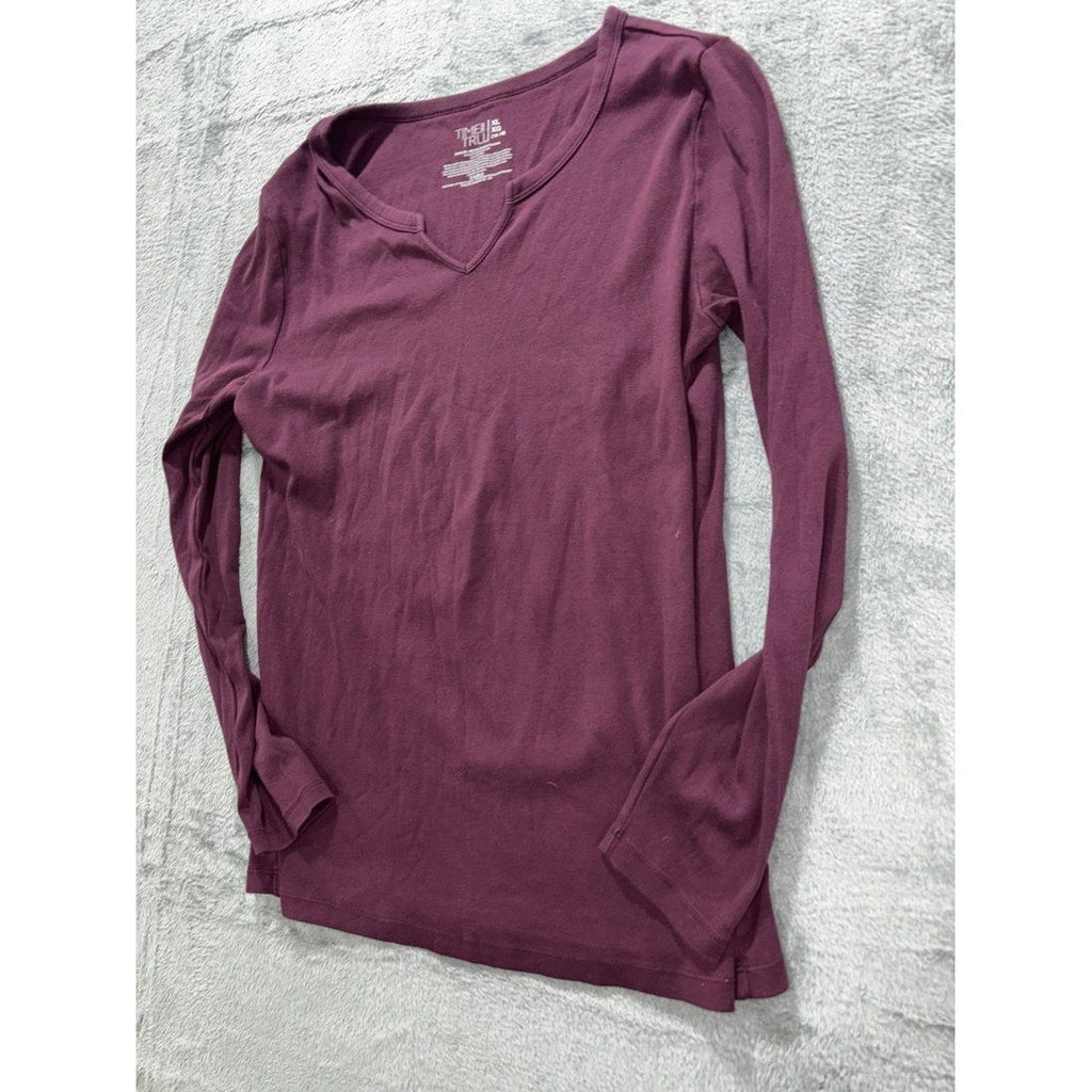 Time and Tru Women's Burgundy Ribbed Tee Size XL, photo 2 of 8