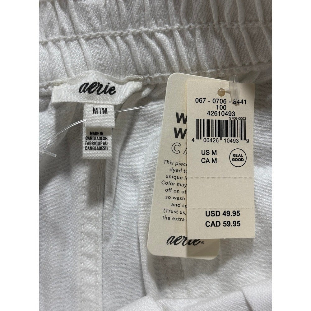 Aerie M White Denim Shorts Womens Distressed Cut Off Boho Casual