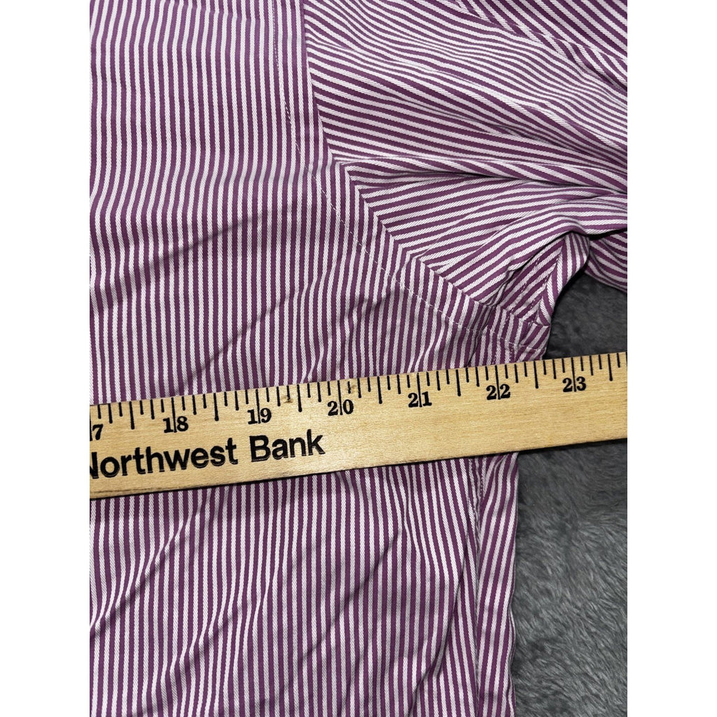 Hugo Boss Mens 16 1/2 34/35 Purple Striped French Cuff Dress Shirt Business