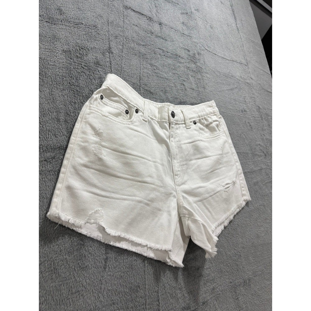 Aerie M White Denim Shorts Womens Distressed Cut Off Boho Casual