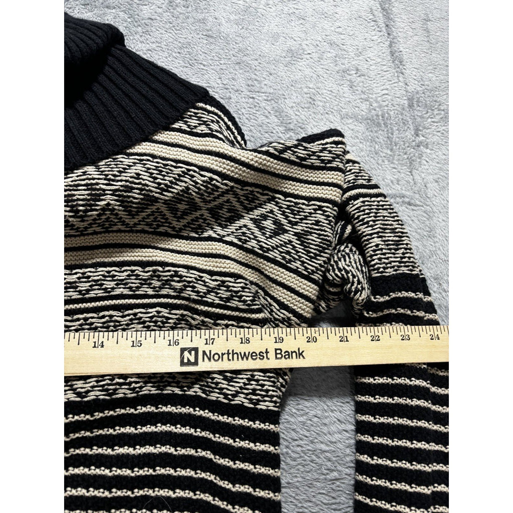 Maurices Womens L Black Tan Fair Isle Cowl Neck Sweater Cozy Casual
