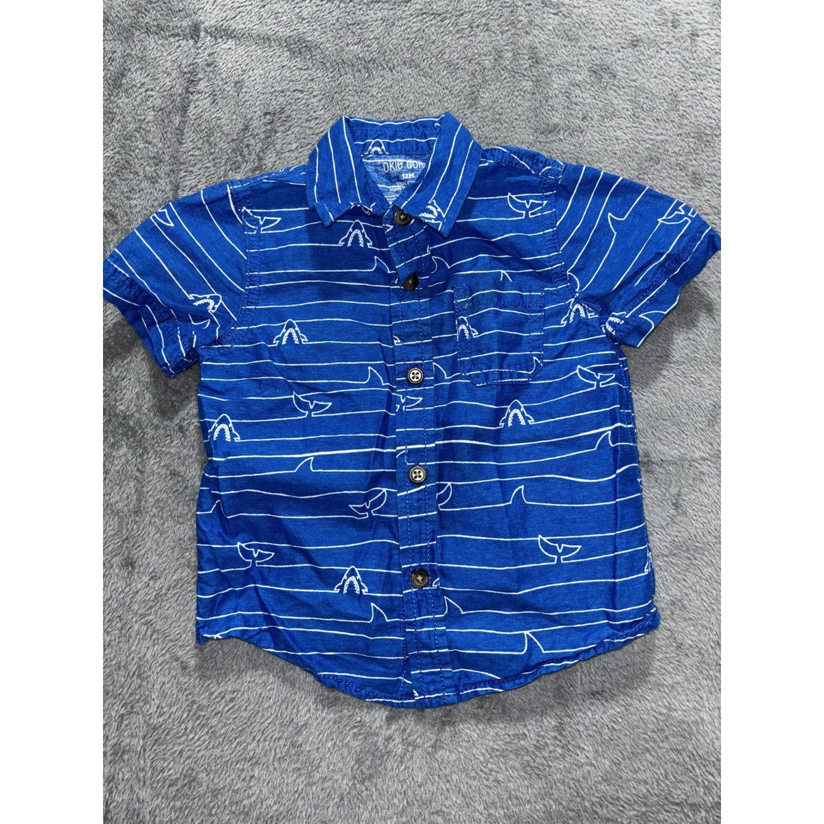 Carter's Okie Dokie 12M Baby 6 Piece Bundle Shark Shirt Tee Tank Shorts Blue