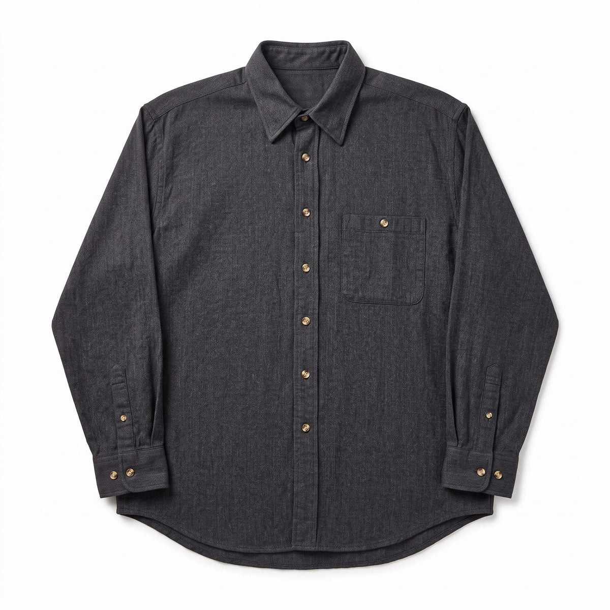 Bill Blass XL Charcoal Grey Herringbone Flannel Button Up Shirt Mens
