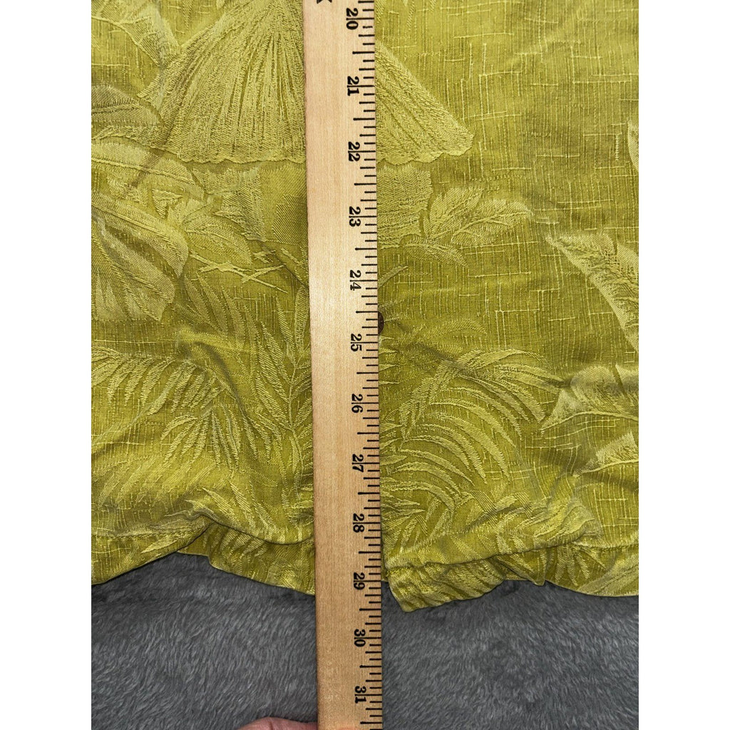 Tommy Bahama Mens XL Chartreuse Green Palm Leaf Short Sleeve Button Up Shirt