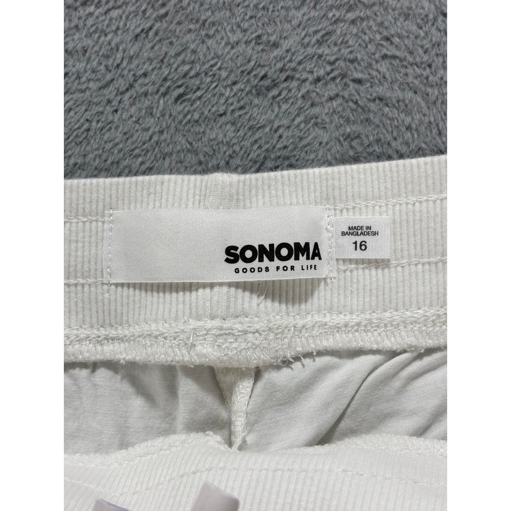 Sonoma 16 Womens White Cargo Shorts Casual Boho Cotton Stretch Drawstring 5"