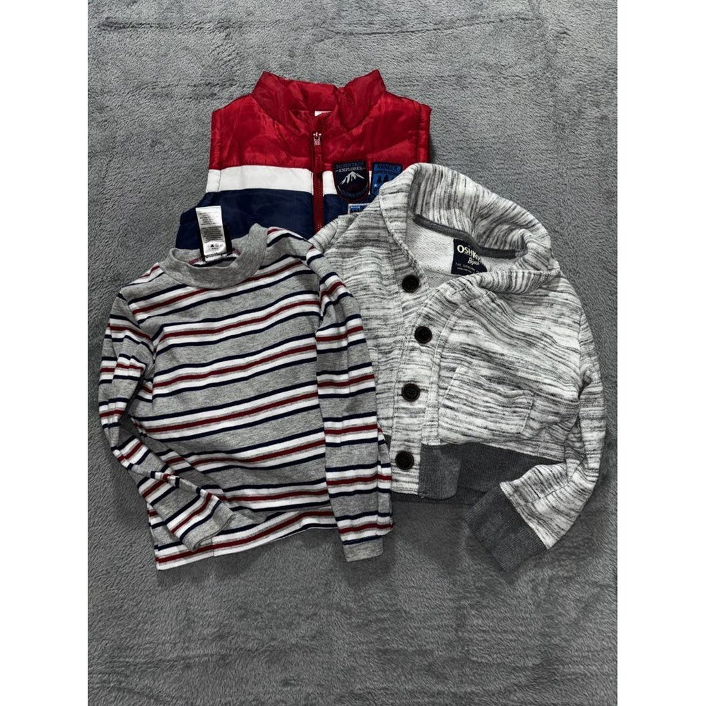 OshKosh & Boys Rock Boy Cardigan Vest Lot 3 Pc 2T