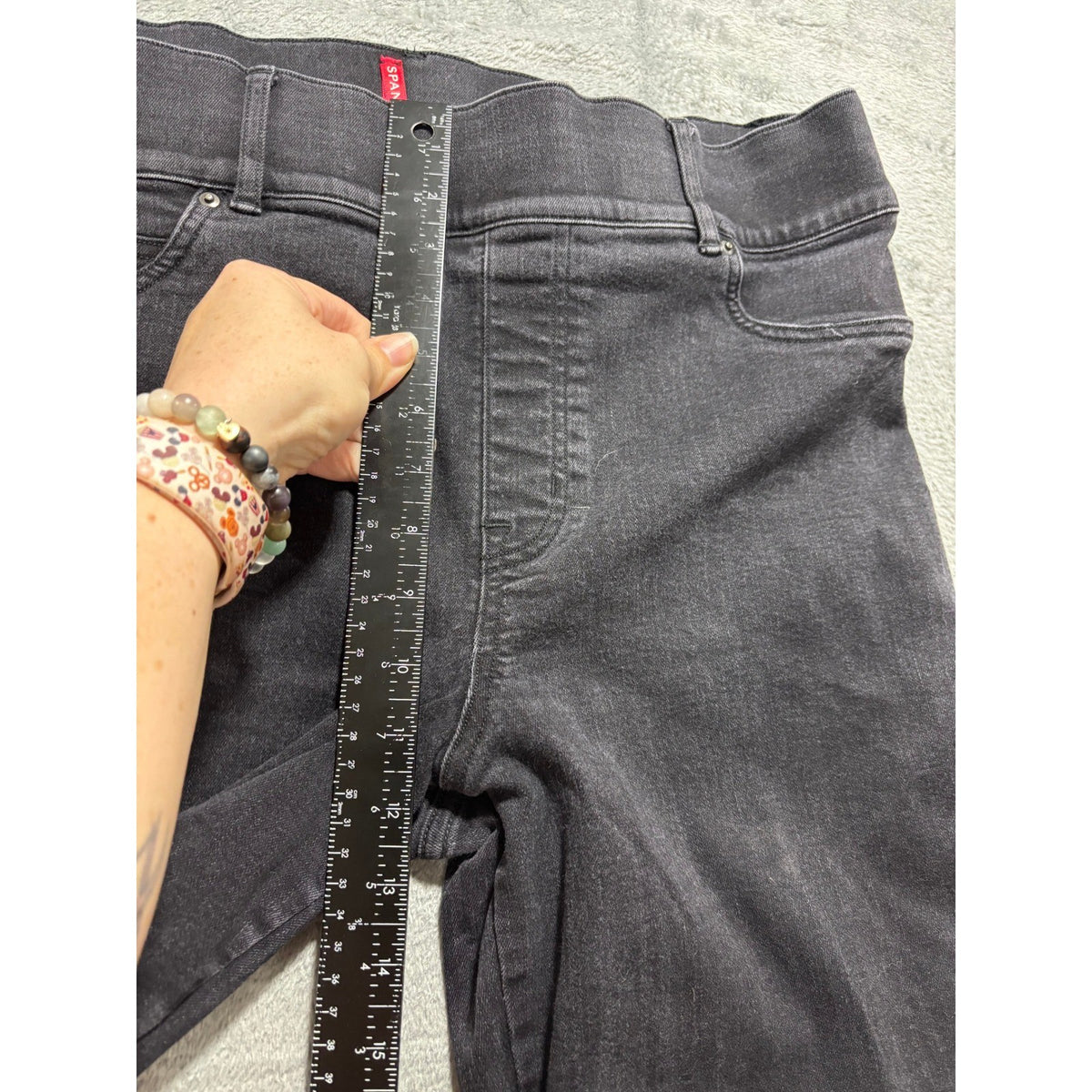 Spanx Womens 1X Black Flare Jeans High Rise Pull On Denim Slimming Casual Boho
