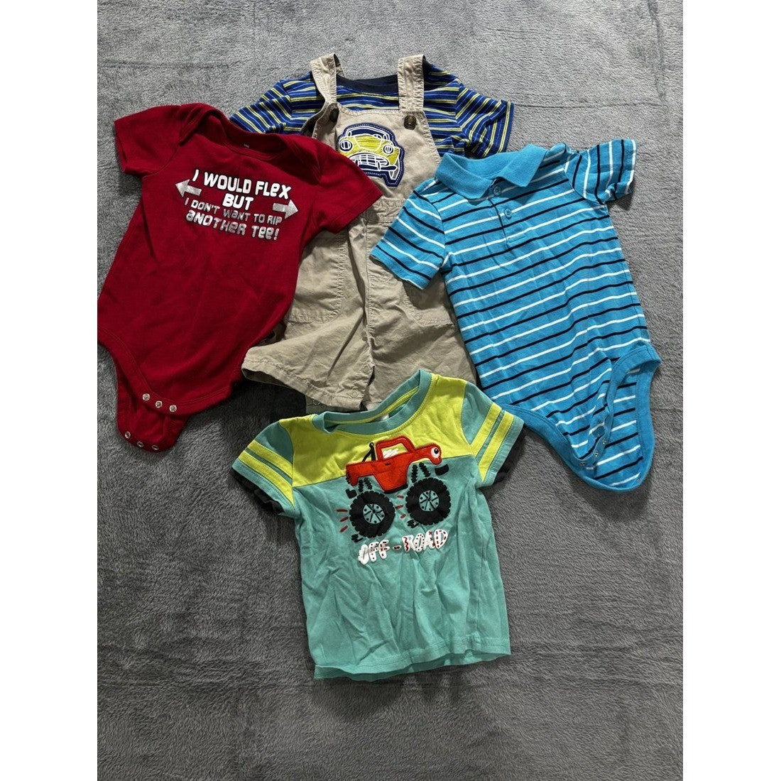 Baby Boy Tees Bodysuits Shortalls Lot 5 Pcs 24M