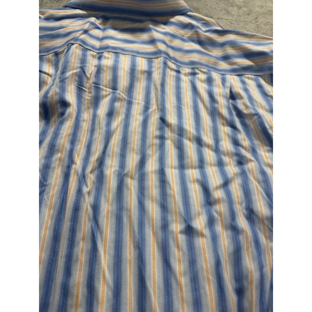 Banana Republic Mens L 16-16½ Blue Striped Non Iron Dress Shirt Classic Fit