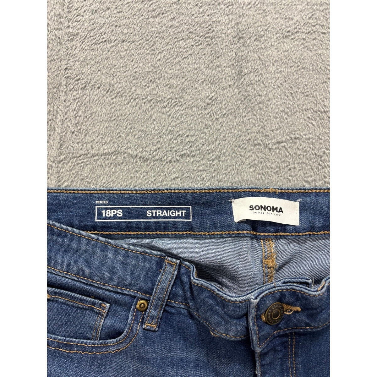 Sonoma 18PS Blue Straight Leg Everyday Jean Womens Casual Vintage Mid Rise Denim