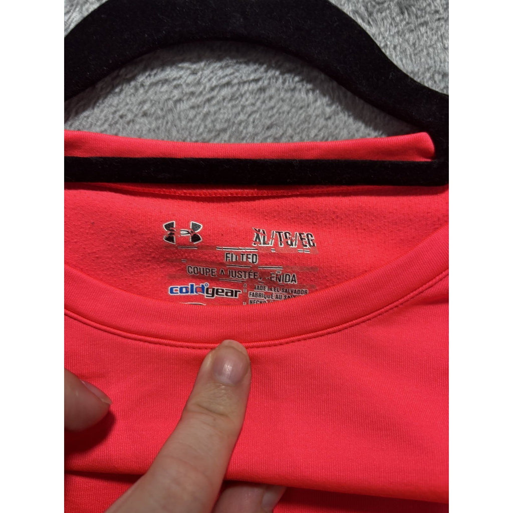 Under Armour Womens XL Coral Red ColdGear Fitted Long Sleeve Tee Athletic