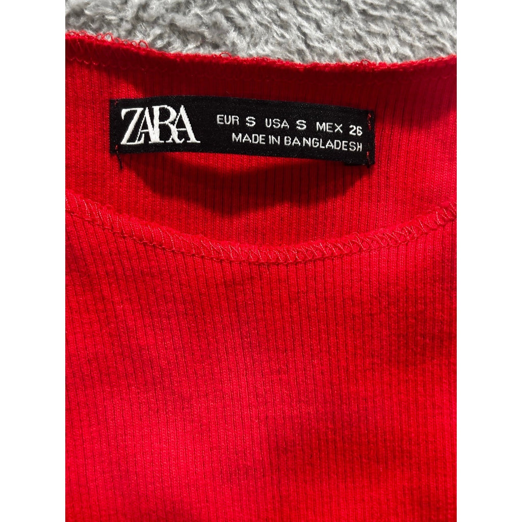 Zara Womens S Bundle 3pc Ribbed Tank Crop Top Gray Red
