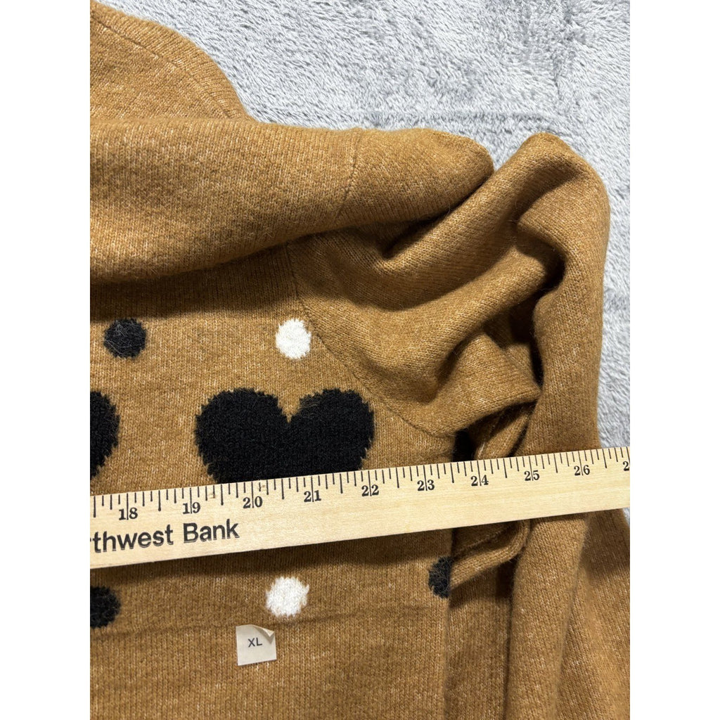 NWT Ann Taylor Factory Womens XL Camel Heart Polka Dot Crewneck Sweater Casual