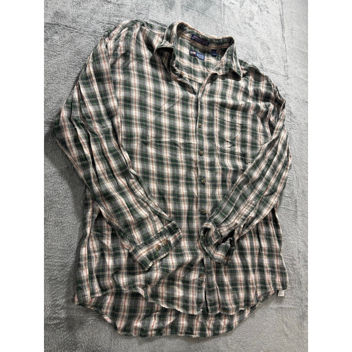 Arrow XLT Green Plaid Flannel Shirt Somerset Twill Long Sleeve Mens