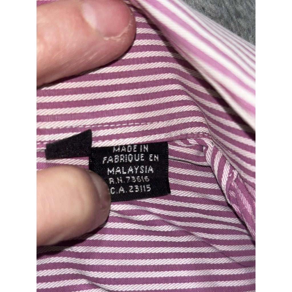 Hugo Boss Mens 16 1/2 34/35 Purple Striped French Cuff Dress Shirt Business